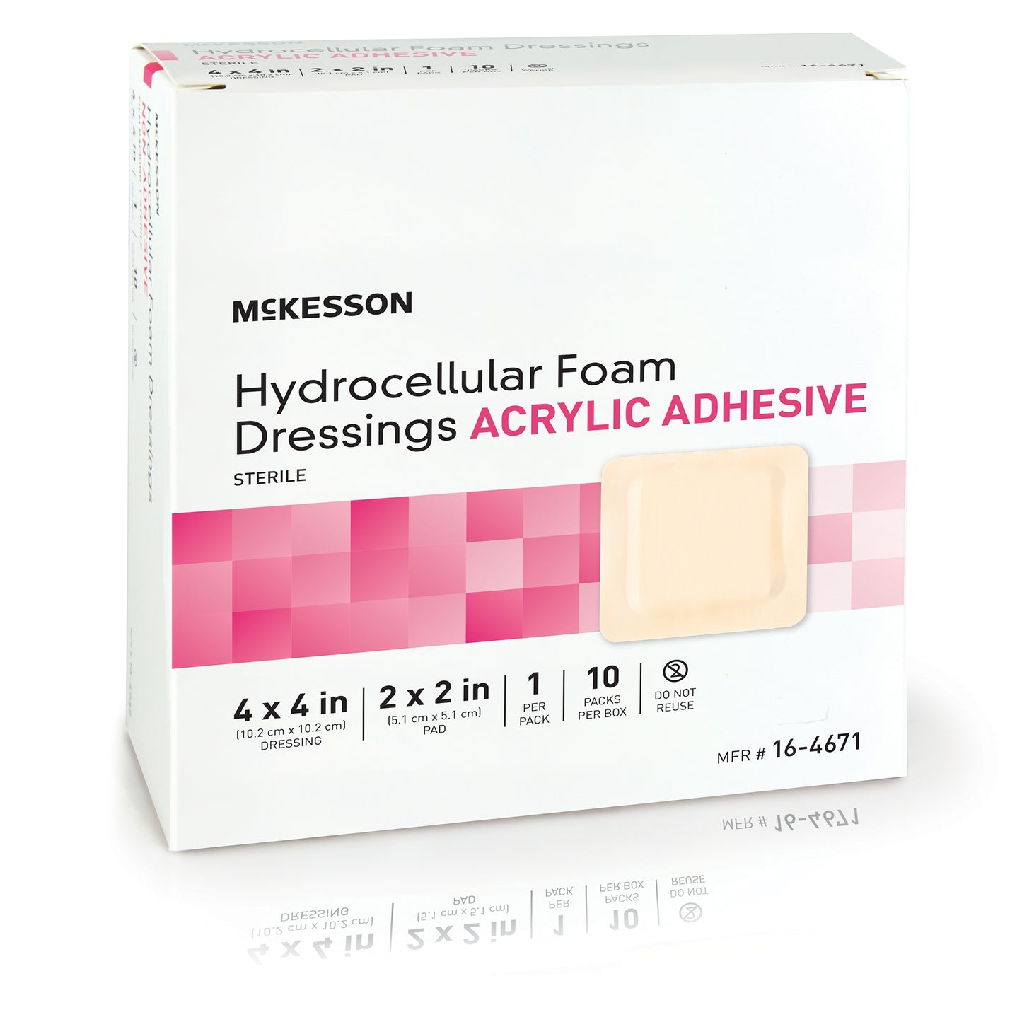 DRESSING, HYDROCELLULAR ADH STR FOAM 4"X4" (10EA/BX 10BX/CS)
