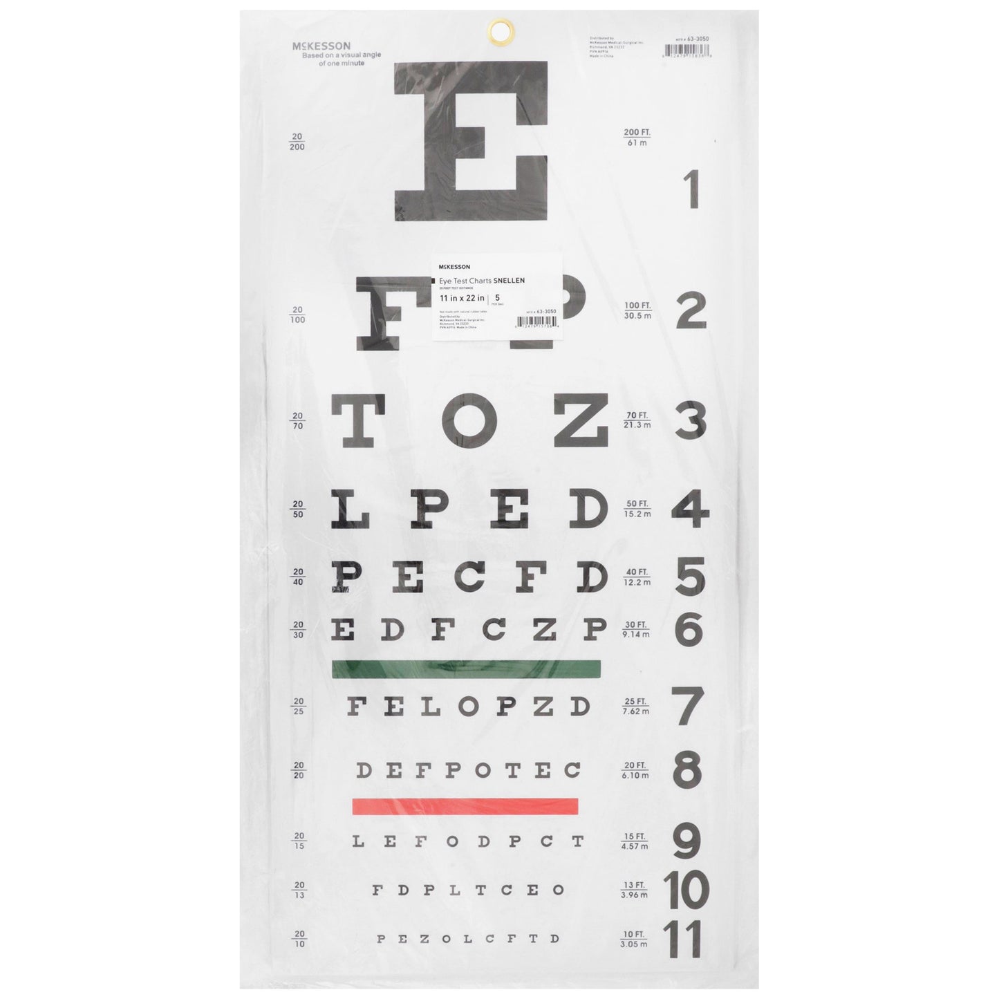 CHART, EYE TEST SNELLEN LF 20'22"X11" (5/BG)