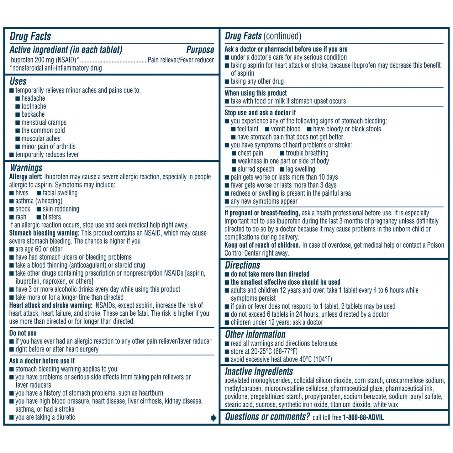 ADVIL, TAB 200MG DISPENSER 2X50 (100/BX)