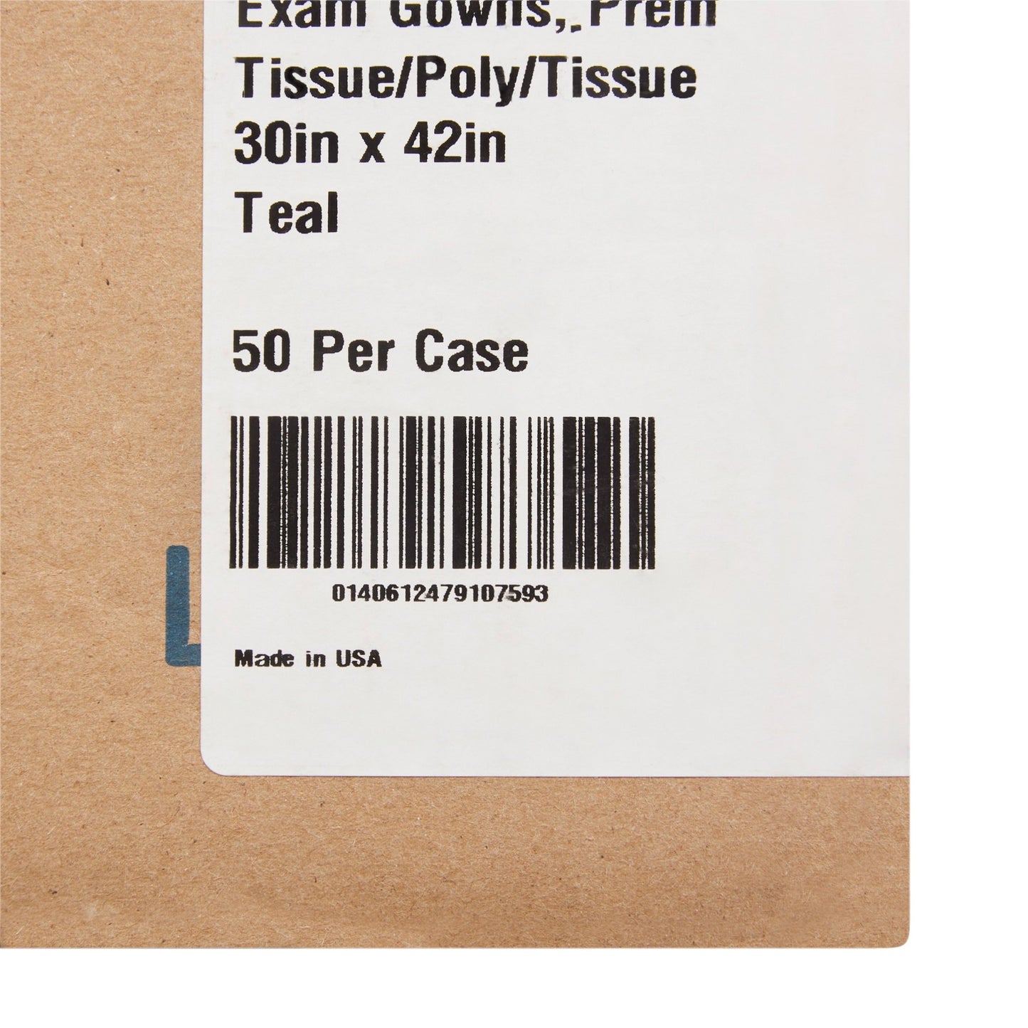 GOWN, EXAM T/P/T F/B OPN TEAL 30X42 (50/CS)