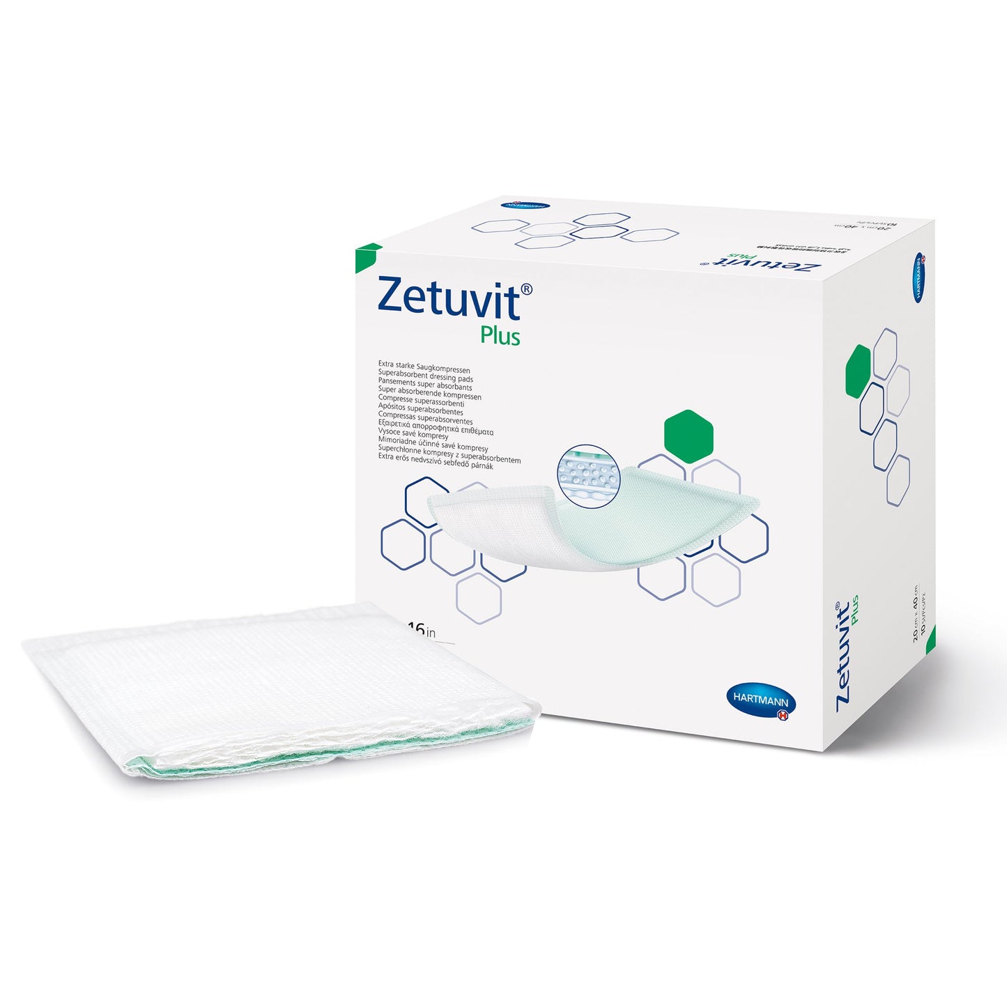 DRESSING, WOUND ZETUVIT PLUS W/SAP 8"X16" (10/BX)