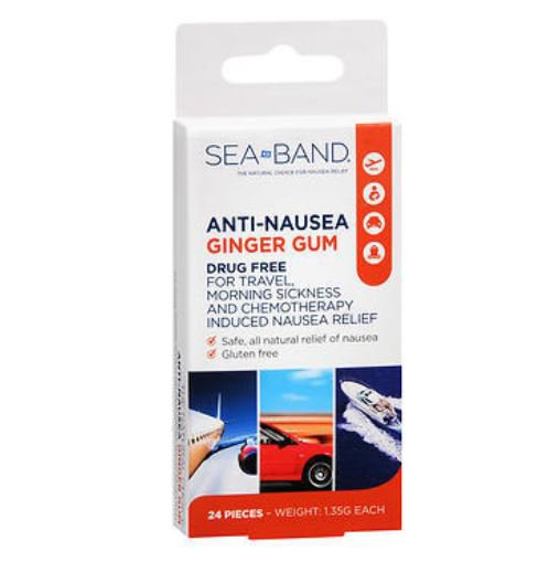 SEA BAND GUM, ANTI-NAUSEA GINGER (24/BX)