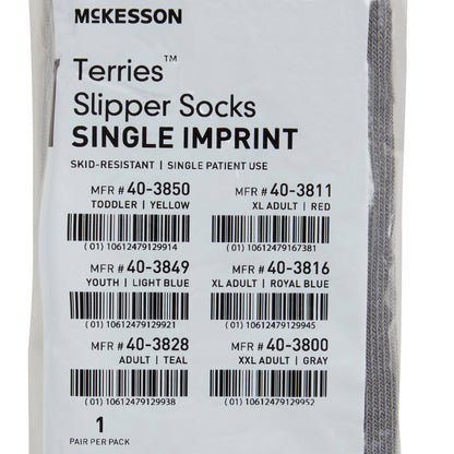 SLIPPER, TERRY GRY XXLG ADLT SNGL IMPRINT (48PR/CS)