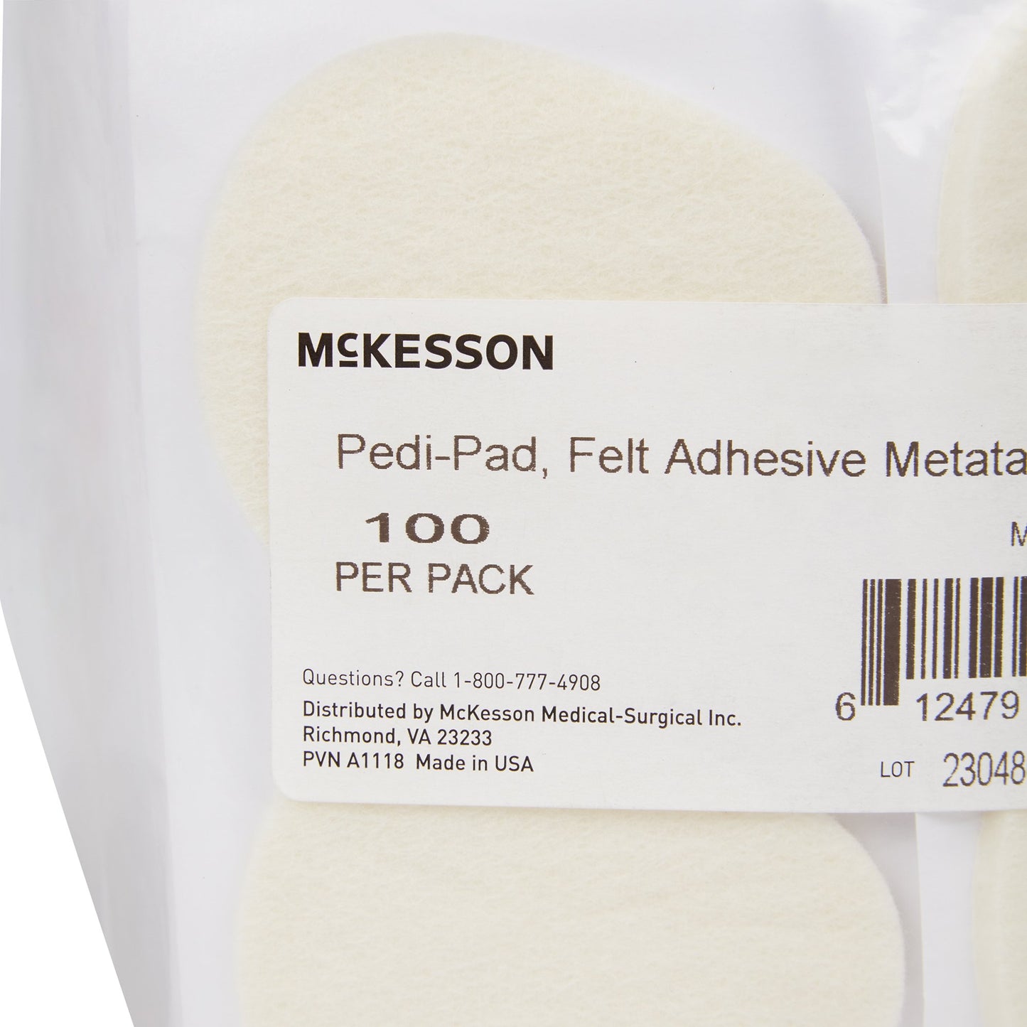 PAD, FELT ADH METATARSAL 1/8" (100/PK 20PK/CS)
