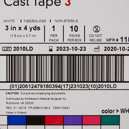 TAPE, CAST WHT LF 3"X4YDS (10RL/BX)