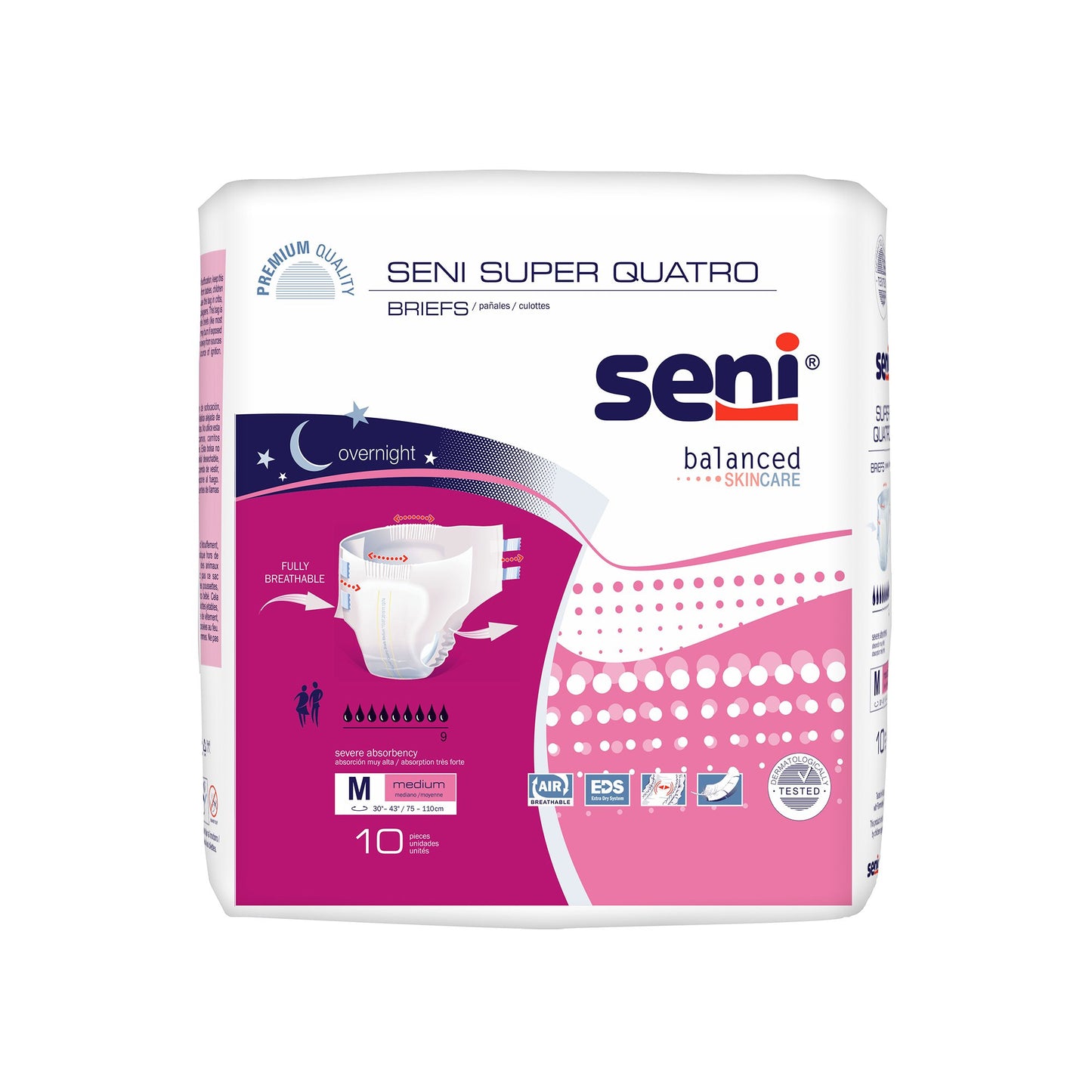 BRIEF, INCONT SENI SUPER QUATRO MED 30"-43" (10/PK 4PK/CS)