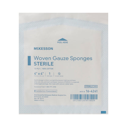 SPONGE, GAUZE 12PLY STR 4"X4" (1/PK 50/BX 30BX/CS)