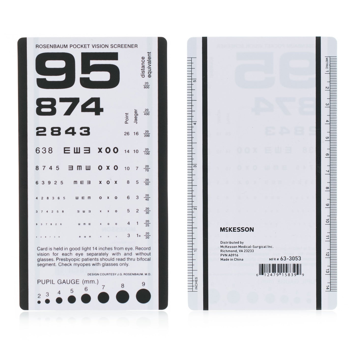 CHART, EYE TEST PCKT LF 6 1/2"X3 1/2" (5/BG)