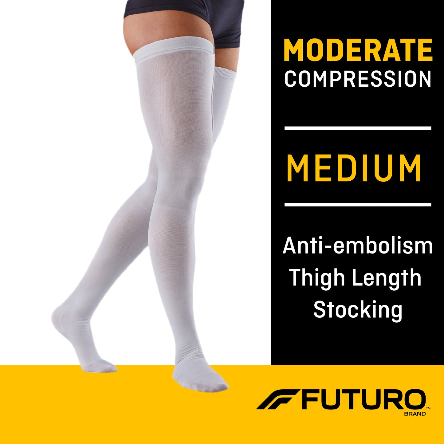 STOCKING, ANTI-EMBOLISM THIGH CLOSED-TOE WHT MED REG (6PR/CS