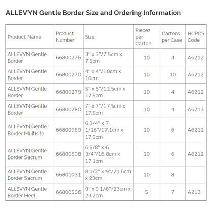 DRESSING, ALLEVYN GENTLE BRDR 3"X3" (10/BX 4BX/CS)