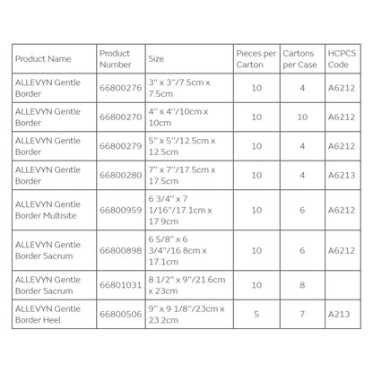DRESSING, WND ALLEVYN GENTLE BRDR 8.5"X"X9"(10/BX