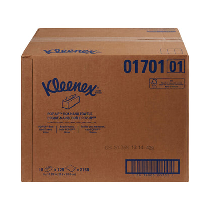 TOWEL, KLEENEX PREM POP-UP WHT1PLY (120/BX 18BX/C KIMCON