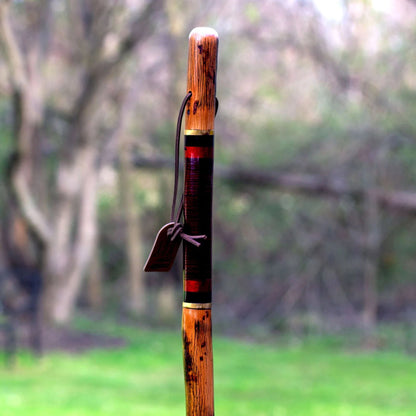 STICK, WALKING WOOD BRAZOS 55 FREE FORM LEATHER SAFARI 55"