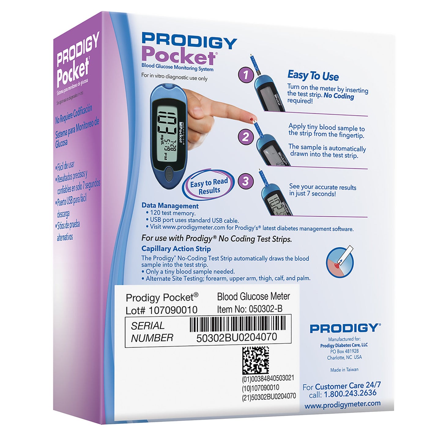 GLUCOMETER, PRODIGY POCKET PORT BLU METER ONLY (10/CS)