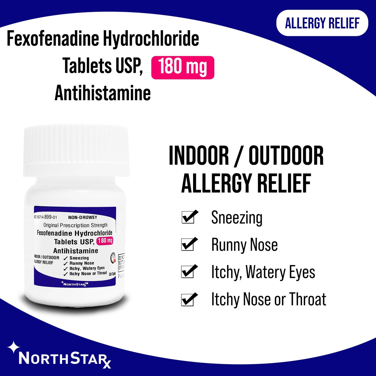 FEXOFENADINE HCL, TAB 180MG (30/BT)