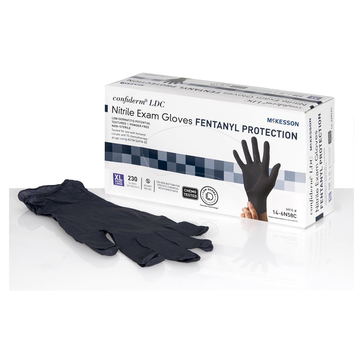 GLOVE, EXAM NTRL XL N/S CHEMO BLK LDC (230/BX 10BX/CS)