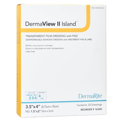DRESSING, WOUND DERMA VIEW II ISLAND 3.5X4 (25/BX)