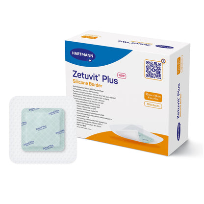 DRESSING, WND ZETUVIT + SAP BRDR SIL ADH 4"X4" (10/BX)