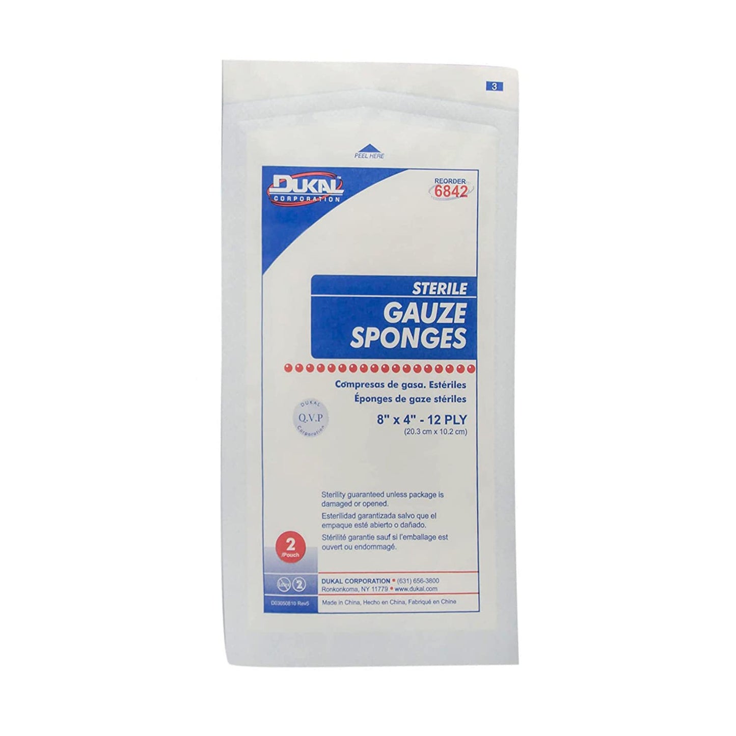 SPONGE, WND CARE GAUZE STR 8X412PLY (2/PK 25PK/BX 20BX/CS)