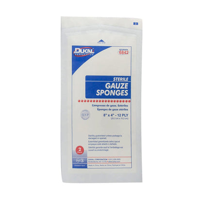 SPONGE, WND CARE GAUZE STR 8X412PLY (2/PK 25PK/BX 20BX/CS)