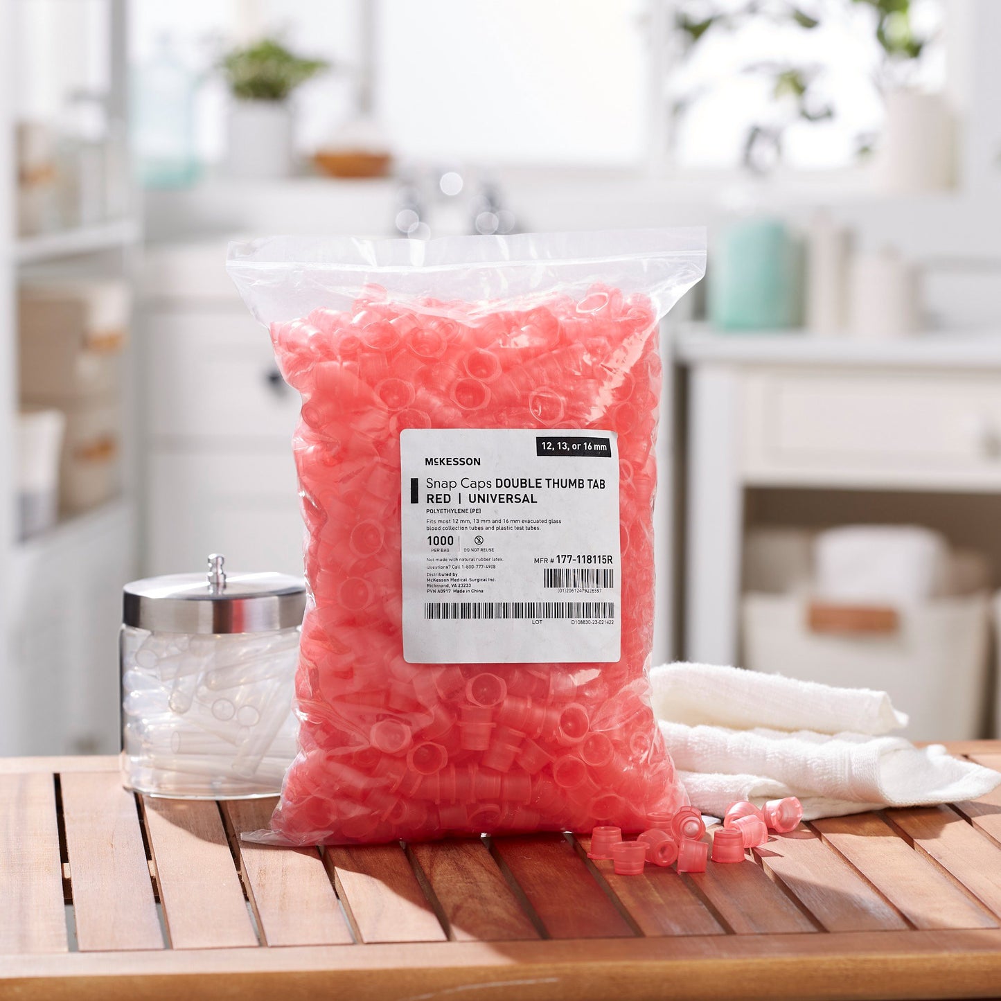 CAP, SNAP UNIV POLY RED (1000/BG)