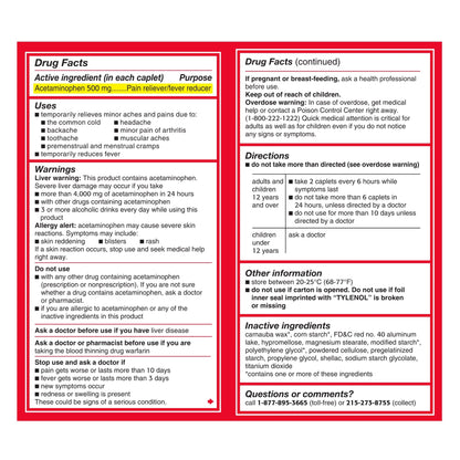 TYLENOL, CAP XS 500MG (100/BX 48BX/CS)
