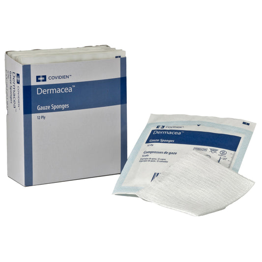 SPONGE, GAUZE DERMACEA STR 12PLY 3"X3" (2/PK 25PK/BX)