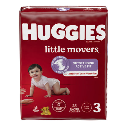 DIAPER, HUGGIES LITTLE MOVERS JUMBO SZ3 (25/PK 4PK/CS)