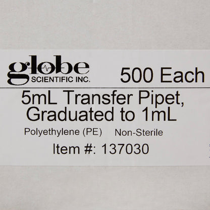 PIPETTE, TRANSFER 5ML GRAD (500/BX 10BX/CS)
