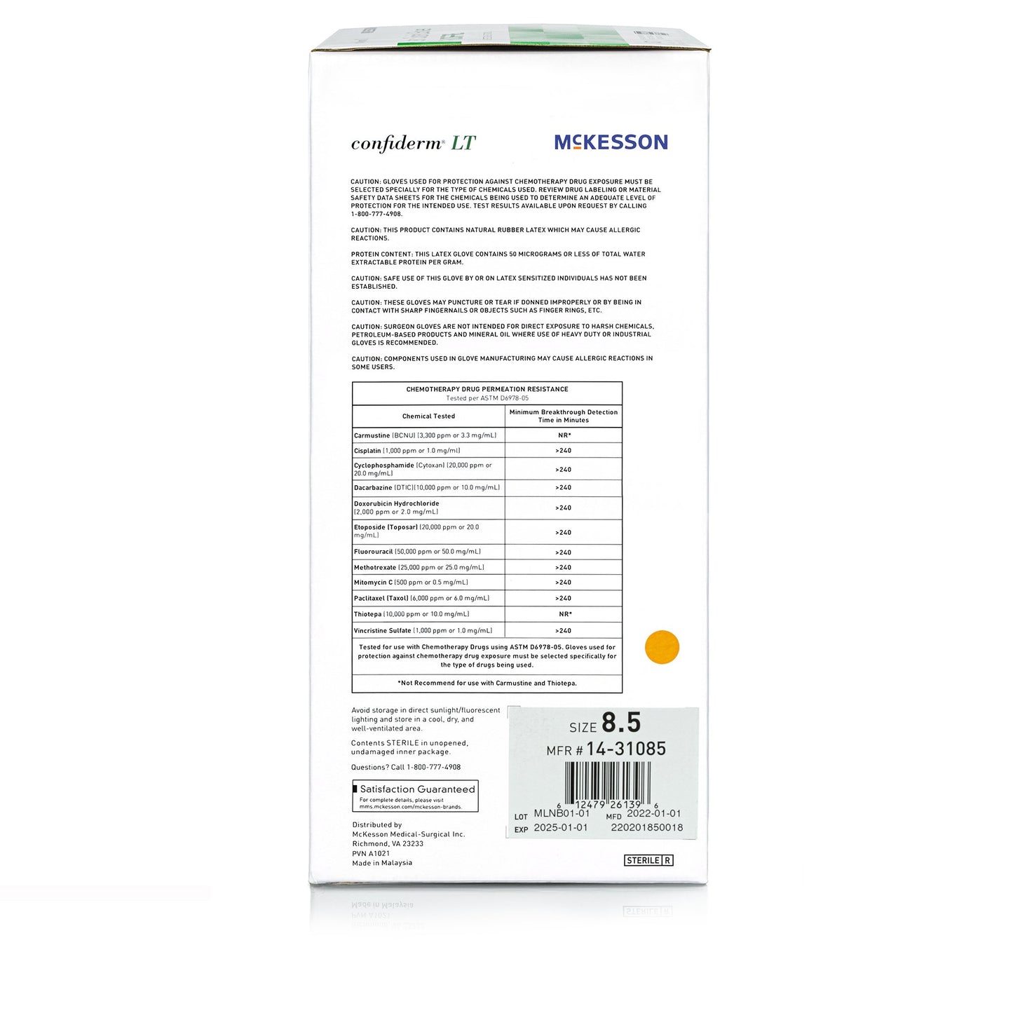 GLOVE, SURG CONFIDERM LT LTX 8.5 STR2 TXT (50PR/BX 4BX/CS)