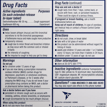 MUCINEX DM, TAB 600-30MG (20/BX)