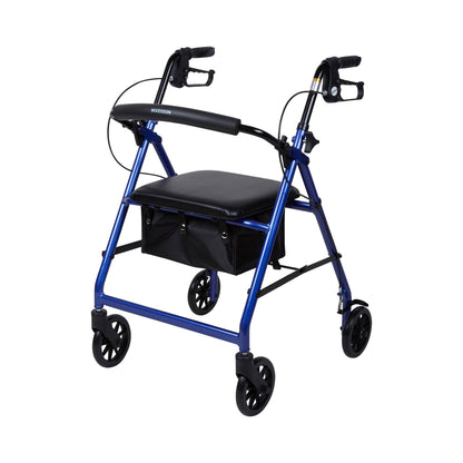 WALKER, ROLLATOR LTWT FOLDING ALUM W/6" WHLS BLU 300LB