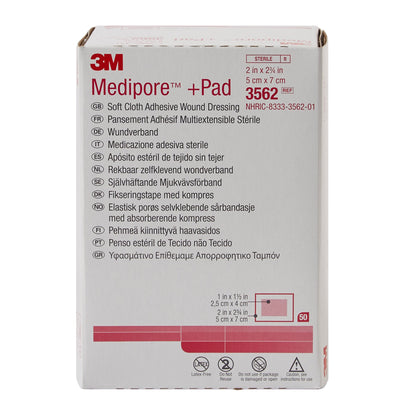 DRESSING, SOFT CLOTH MEDIPORE +PAD 2"X2 3/4"(50/BX)