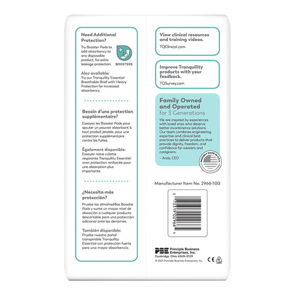 BRIEF, INCONT TRANQ ESSENT BRTHABL WHT LG (25/BG 4BG/CS)
