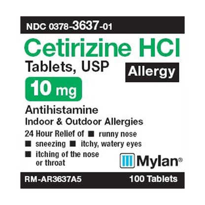 CETIRIZINE HCL, TAB 10MG (100/BT)