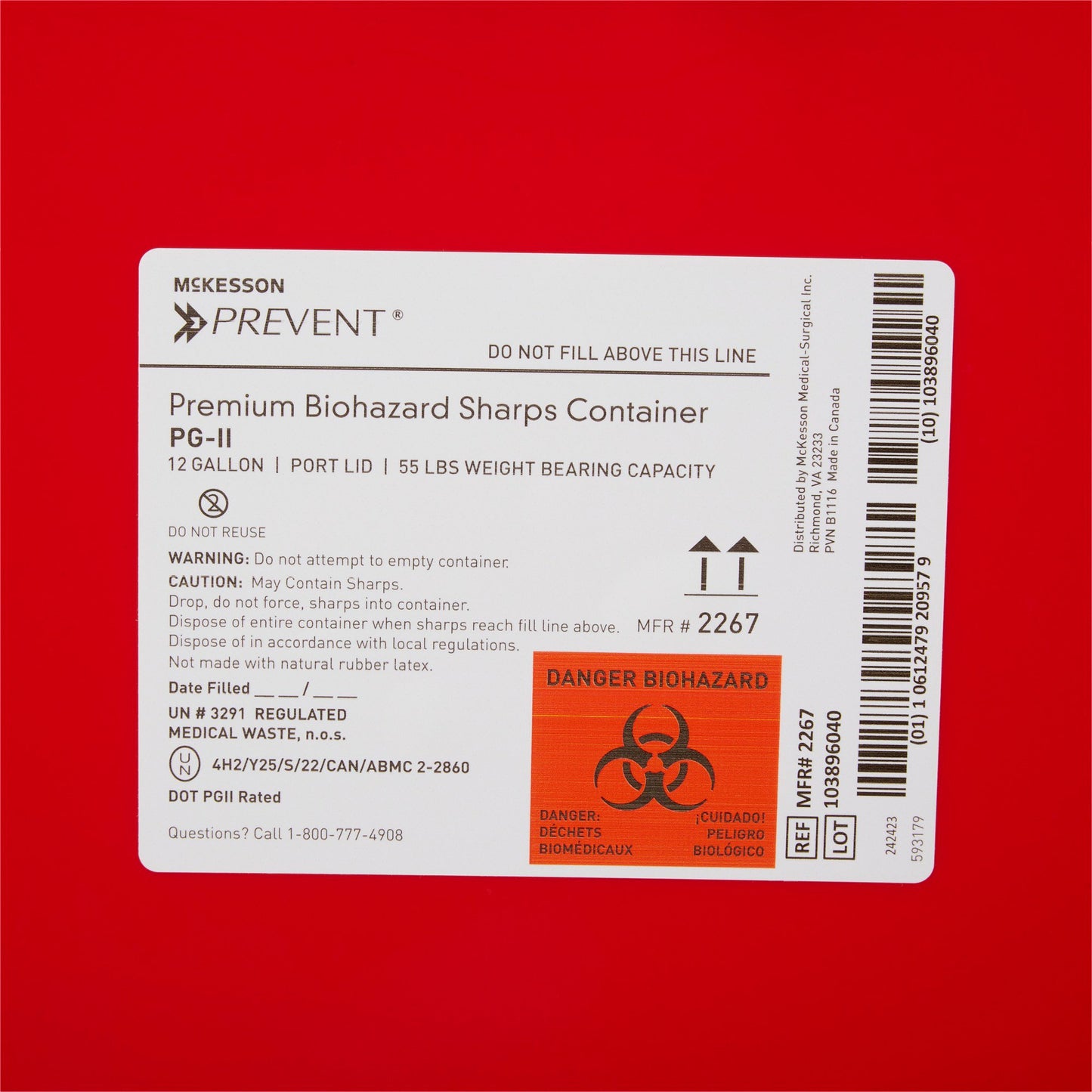 CONTAINER, SHARPS RED 12GL (8/CS)