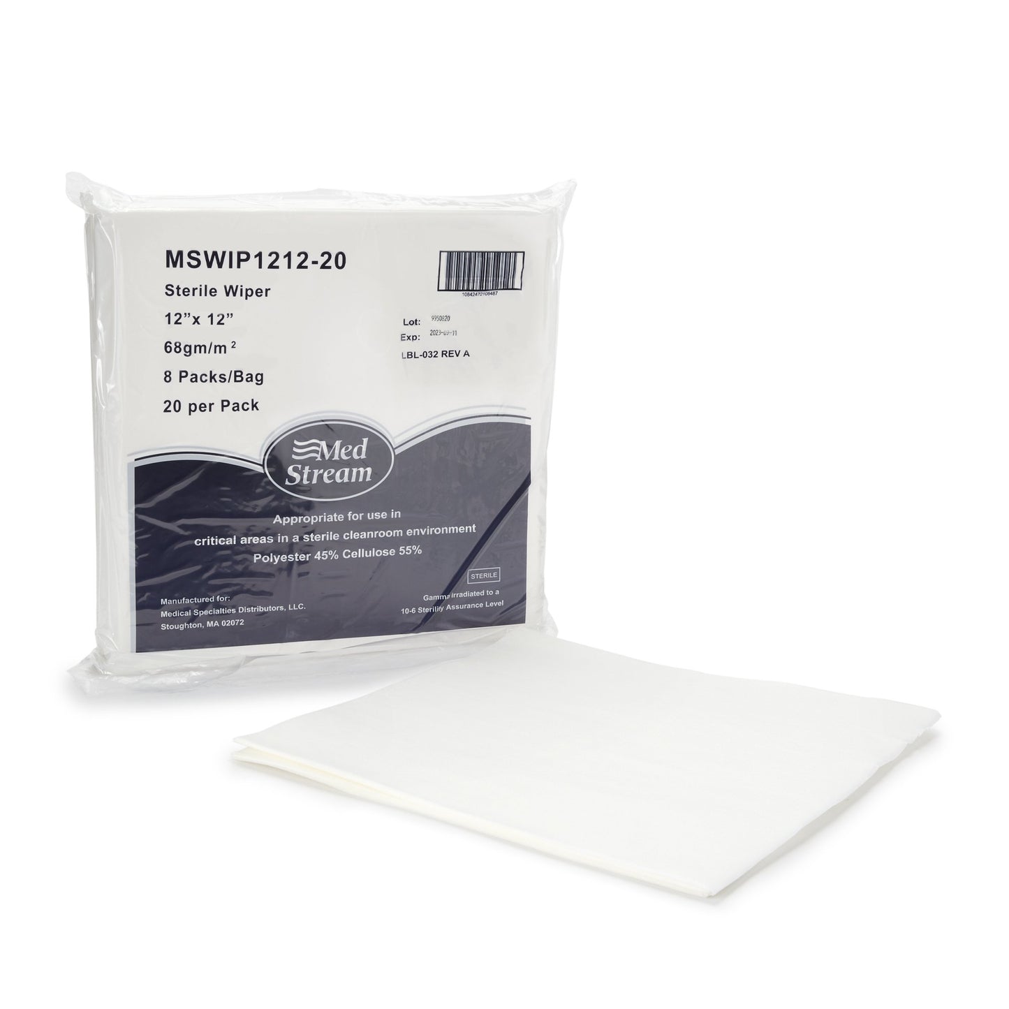 WIPE, DRY SURFACE LINT FREE STR 12"X12" (20/PK 64PK/CS)