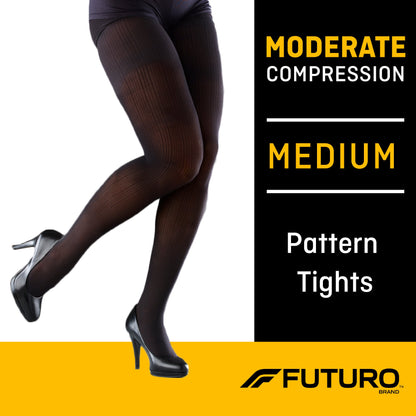 PANTYHOSE, COMPRESSION FUTURO BLK 15-20MMHG MED (12/CS)