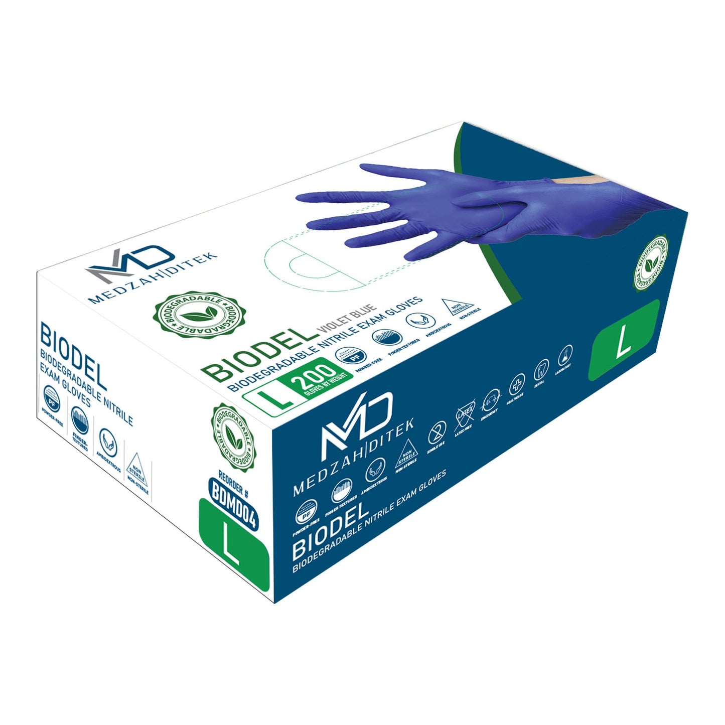 GLOVE, EXAM BIODEGRADABLE LG 4.0MIL 9.5" (200EA/BX 10BX/CS)