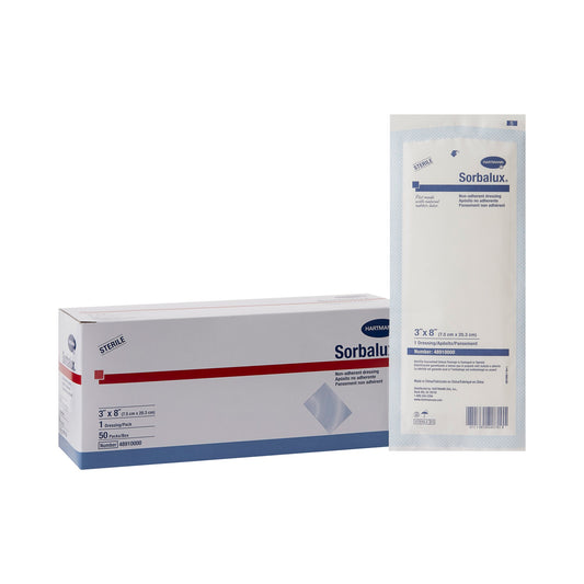 GAUZE, SORBALUX NON ADHSV LF STR 3"X8" (50/BX 12BX