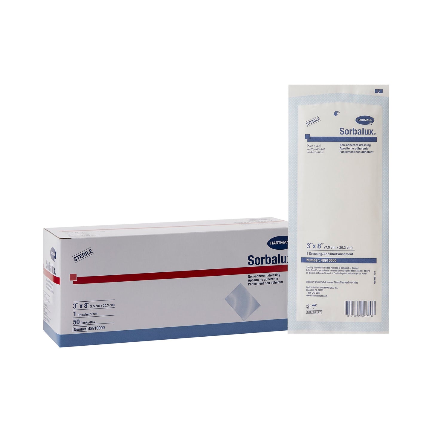 GAUZE, SORBALUX NON ADHSV LF STR 3"X8" (50/BX 12BX