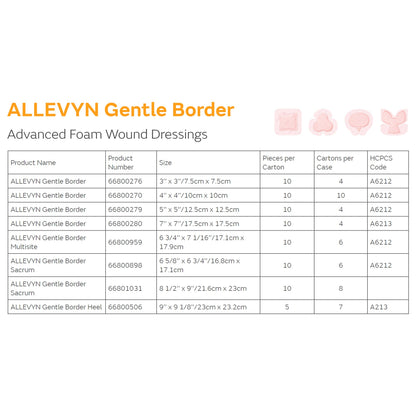 DRESSING, GENTLE BRDR ALLEVYN 6 3/4X7 1/16 (10/BX