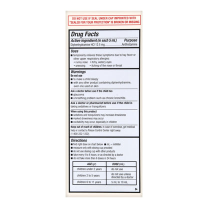 DIPHENHYDRAMINE, LIQ FT SM CHERRY12.5MG/5ML 4OZ
