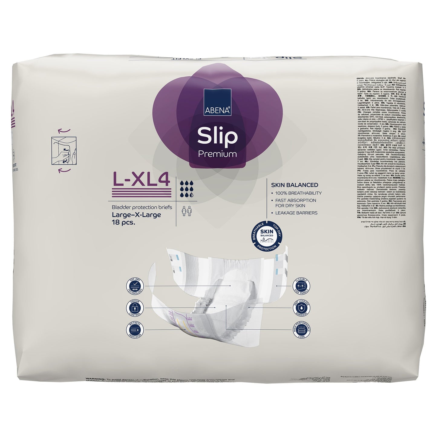 BRIEF, INCONT SLIP FLEX FIT PREM L4-XL4 LG/XLG (18/PK 4PK/CS