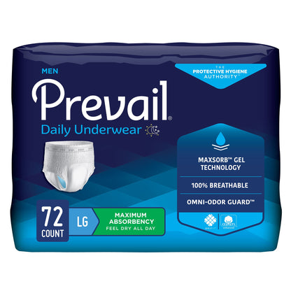 UNDERWEAR, PREVAIL MEN 38"-50"LG (18/BG 4BG/CS)