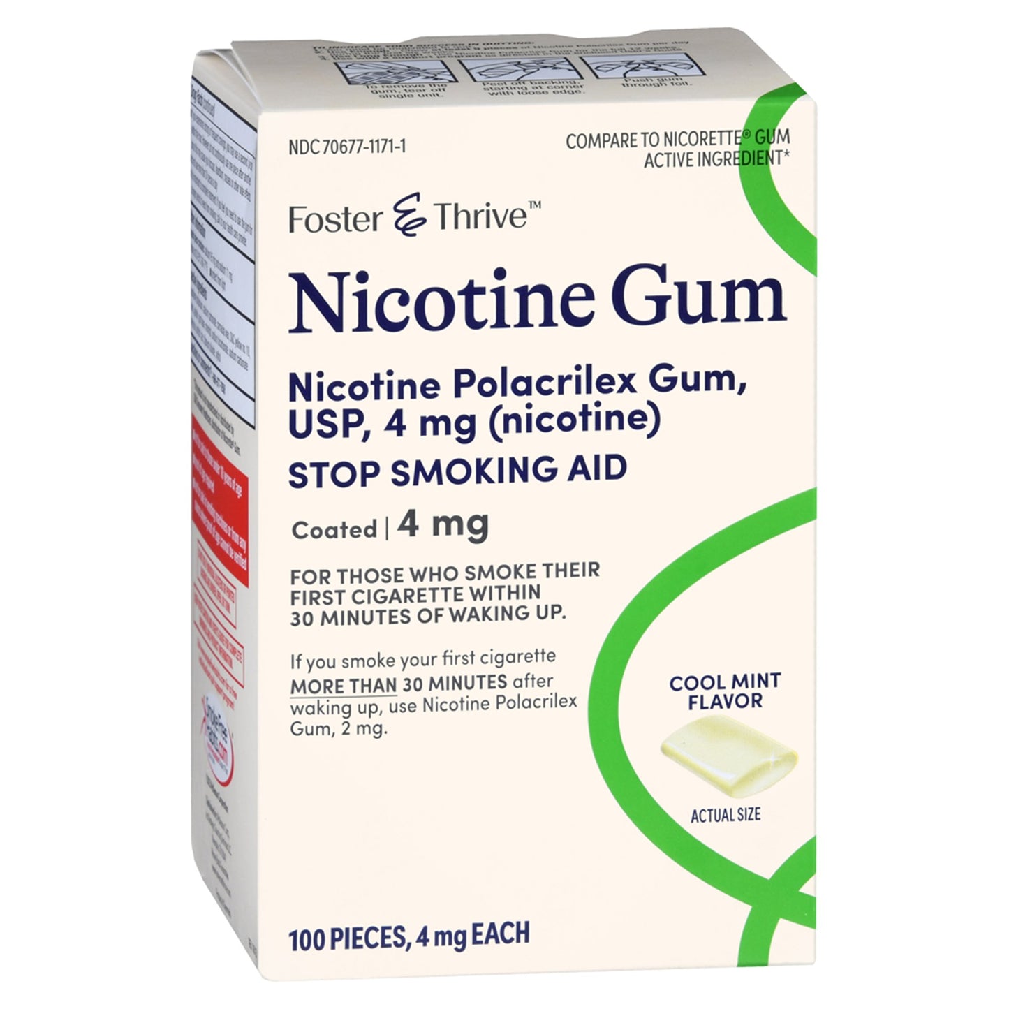 NICOTINE, GUM FT MINT 4MG (100/BX)