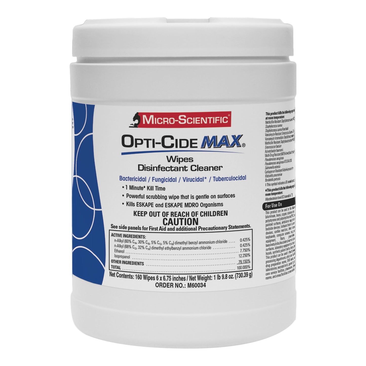 WIPE, DISINFECTANT OPTI-CIDE MAX 6"X6 3/4" (160/CT 12CT/CS)