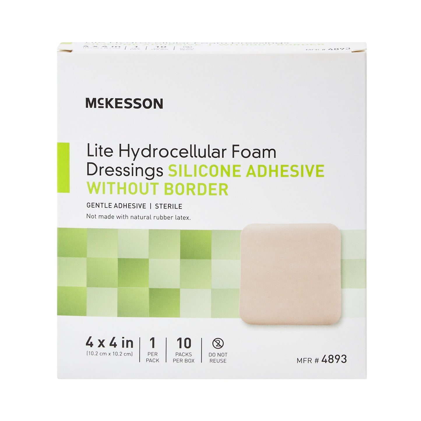 FOAM, ADH SIL LT W/O BORDER 4"X4" (10/BX 20BX/CS)