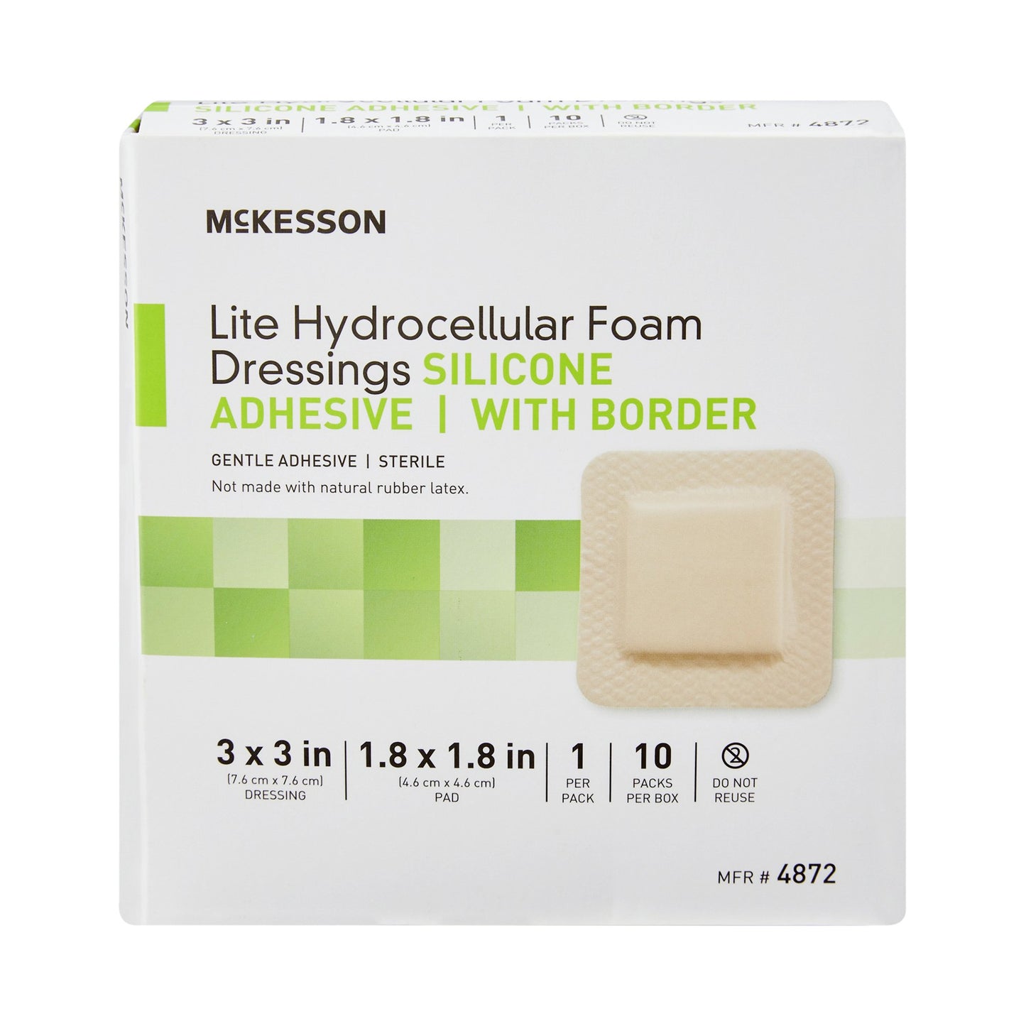 FOAM, ADH SIL LT W/BORDER 3"X3" (10/BX 20BX/CS)