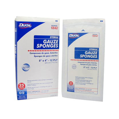 SPONGE, WND CARE GAUZE STR 8X412PLY (2/PK 25PK/BX 20BX/CS)